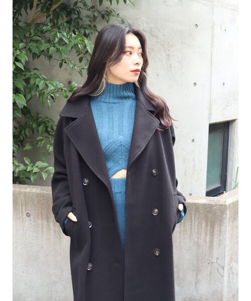 EVRIS（エヴリス）の「フェイクウールロングコート（その他アウター・レディース・ブラック/ネイビー/オレンジ/アイボリー/イエロー/ベージュ/ピンク・FREE）」の12枚目の写真