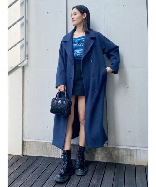 EVRIS（エヴリス）の「フェイクウールロングコート（その他アウター・レディース・ブラック/ネイビー/オレンジ/アイボリー/イエロー/ベージュ/ピンク・FREE）」の22枚目の写真