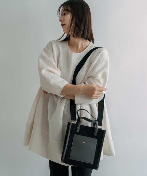 DEVICE（デバイス）の「Rename ミニ トートショルダーバッグ（トートバッグ・レディース・ブラック×グレー/アイボリー系1/アイボリー系2/アイボリー系3・FREE）」の9枚目の写真