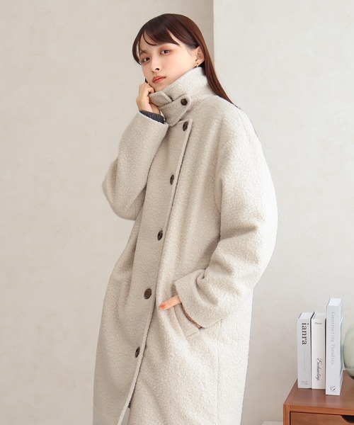 Social GIRL（ソーシャルガール）の「3WAYカラーリングツイードミドルコート（その他アウター・レディース・ブラック/アイボリー/モカ・M）」の2枚目の写真