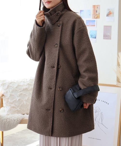 Social GIRL（ソーシャルガール）の「3WAYカラーリングツイードミドルコート（その他アウター・レディース・ブラック/アイボリー/モカ・M）」の3枚目の写真