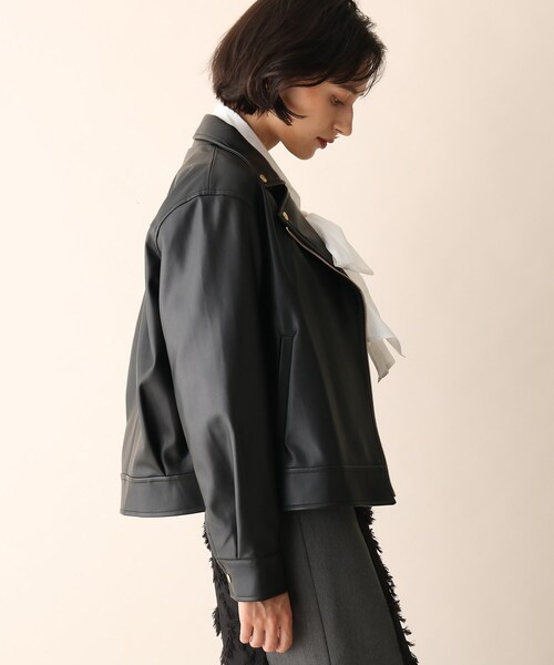 OPAQUE.CLIP（オペークドットクリップ）の「◆フェイクレザーライダース（ライダースジャケット・レディース・ブラック・38）」の3枚目の写真