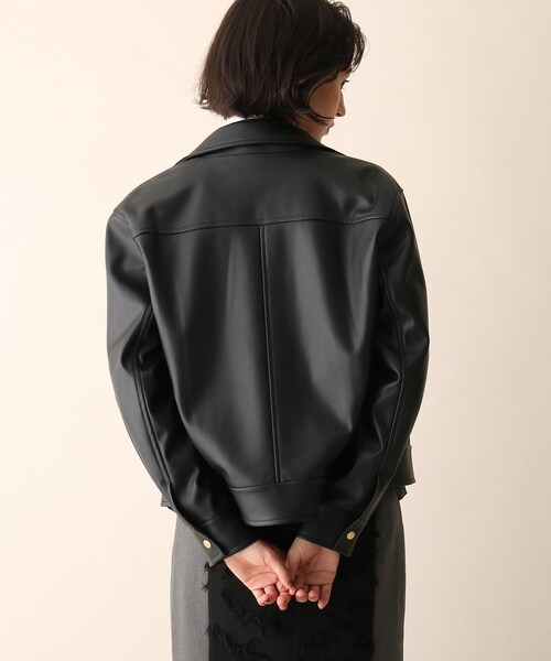 OPAQUE.CLIP（オペークドットクリップ）の「◆フェイクレザーライダース（ライダースジャケット・レディース・ブラック・38）」の4枚目の写真
