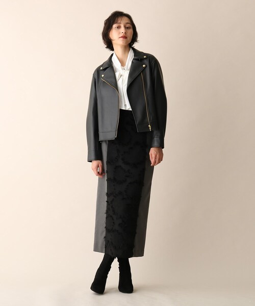 OPAQUE.CLIP（オペークドットクリップ）の「◆フェイクレザーライダース（ライダースジャケット・レディース・ブラック・38）」の5枚目の写真