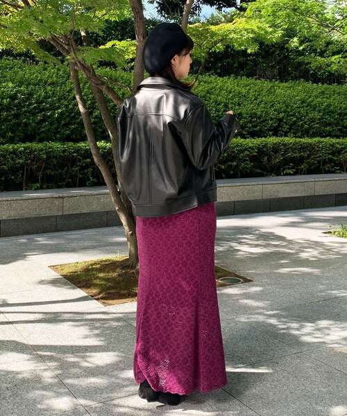 OPAQUE.CLIP（オペークドットクリップ）の「◆フェイクレザーライダース（ライダースジャケット・レディース・ブラック・38）」の11枚目の写真