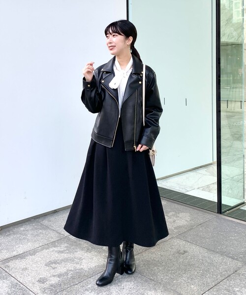 OPAQUE.CLIP（オペークドットクリップ）の「◆フェイクレザーライダース（ライダースジャケット・レディース・ブラック・38）」の12枚目の写真