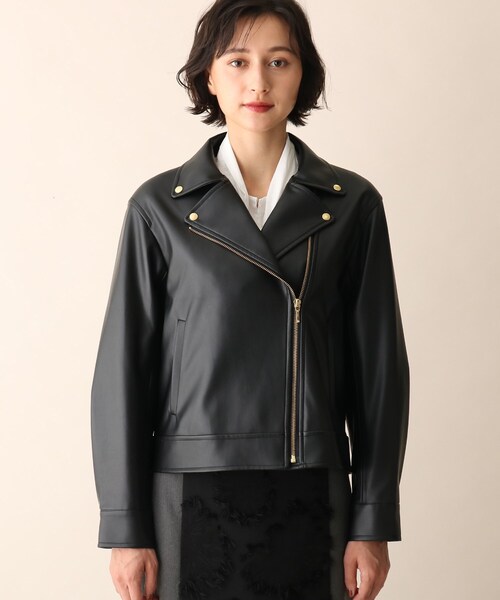 OPAQUE.CLIP（オペークドットクリップ）の「◆フェイクレザーライダース（ライダースジャケット・レディース・ブラック・38）」の14枚目の写真
