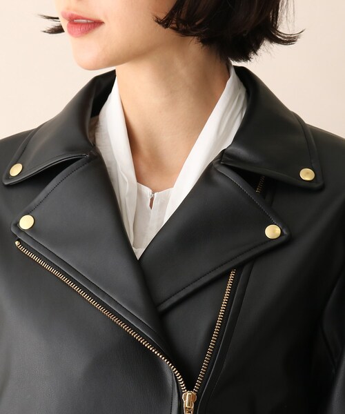 OPAQUE.CLIP（オペークドットクリップ）の「◆フェイクレザーライダース（ライダースジャケット・レディース・ブラック・38）」の17枚目の写真
