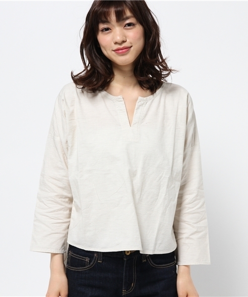 CIAOPANIC（チャオパニック）の「【Ciaopanic】　杢オックスBL（シャツ/ブラウス・レディース・オフホワイト/ライトグレー・FREE）」の3枚目の写真