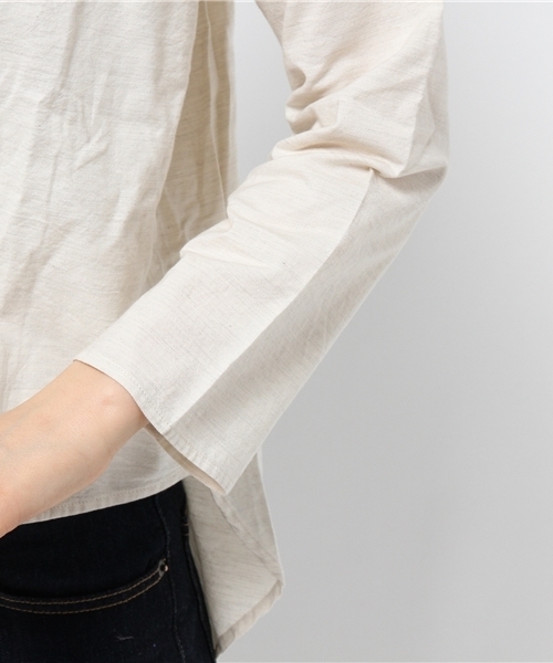 CIAOPANIC（チャオパニック）の「【Ciaopanic】　杢オックスBL（シャツ/ブラウス・レディース・オフホワイト/ライトグレー・FREE）」の7枚目の写真