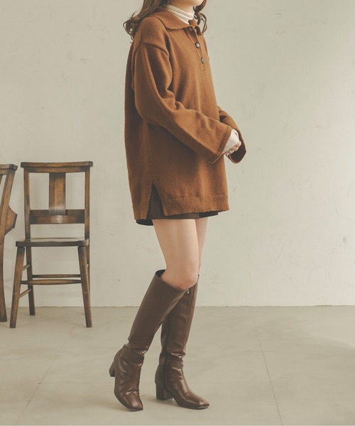 Ambre Neige(アンブルネージュ)の「ビッグポロニット/【WEB/EC限定商品】(ニット/セーター・レディース・アイボリー/ダークブラウン/ベージュ・FREE)」の14枚目の写真