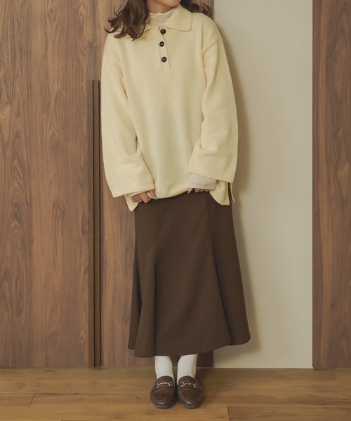 Ambre Neige(アンブルネージュ)の「ビッグポロニット/【WEB/EC限定商品】(ニット/セーター・レディース・アイボリー/ダークブラウン/ベージュ・FREE)」の5枚目の写真