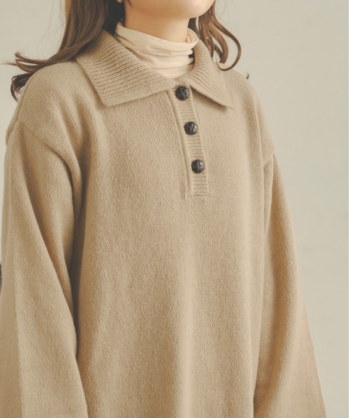 Ambre Neige(アンブルネージュ)の「ビッグポロニット/【WEB/EC限定商品】(ニット/セーター・レディース・アイボリー/ダークブラウン/ベージュ・FREE)」の16枚目の写真