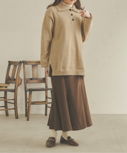 Ambre Neige(アンブルネージュ)の「ビッグポロニット/【WEB/EC限定商品】(ニット/セーター・レディース・アイボリー/ダークブラウン/ベージュ・FREE)」の19枚目の写真