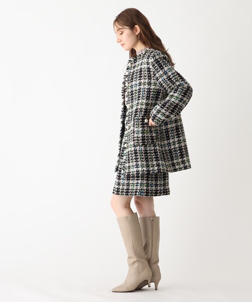 index（インデックス）の「◆シャイニーツイード ノーカラーコート【SETUP対応】（ノーカラーコート・レディース・アイボリー系1/ブラック系1・36/38/40/42）」の21枚目の写真