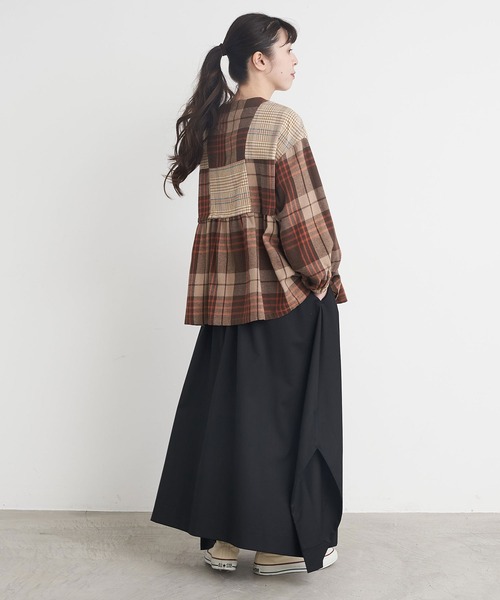 l'atelier du savon きちっとパッチワーク ネルチェックブラウス l'atelier du savon（アトリエドサボン）の「きちっとパッチ