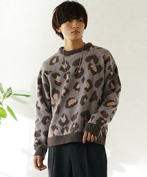 MinoriTY | 【MinoriTY】レオパード柄ルーズサイズニット セーター メンズ オーバーサイズ ビッグシルエット ルーズフィット 春服 冬服(ニット/セーター)
