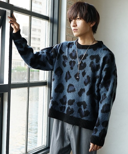 MinoriTY（マイノリティ）の「【MinoriTY】レオパード柄ルーズサイズニット セーター メンズ オーバーサイズ ビッグシルエット ルーズフィット 春服 冬服（ニット/セーター・メンズ・ブラウン/グレー/ブルー/グリーン・M/L）」の10枚目の写真