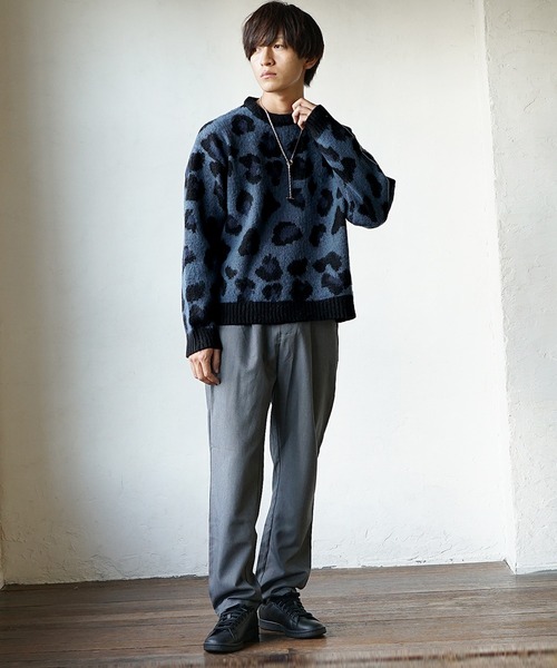 MinoriTY（マイノリティ）の「【MinoriTY】レオパード柄ルーズサイズニット セーター メンズ オーバーサイズ ビッグシルエット ルーズフィット 春服 冬服（ニット/セーター・メンズ・ブラウン/グレー/ブルー/グリーン・M/L）」の11枚目の写真