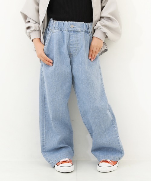 devirock（デビロック）の「楽デニム ワイドパンツ（デニムパンツ・キッズ・ブルー系その他/ネイビー/サックスブルー・100cm/110cm/120cm/130cm/140cm/150cm/160cm）」の3枚目の写真