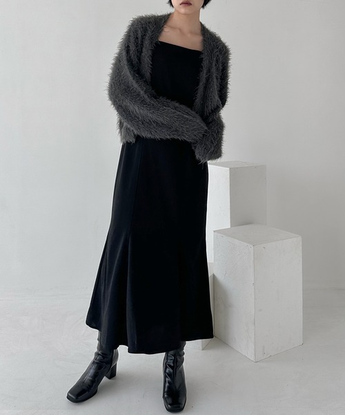 hellam(へラム)の「シャギーニットカーディガン(カーディガン/ボレロ・レディース・チャコールグレー/パープル/イエロー/アイボリー・FREE)」の5枚目の写真