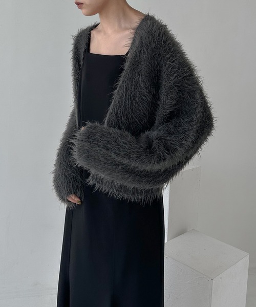 hellam(へラム)の「シャギーニットカーディガン(カーディガン/ボレロ・レディース・チャコールグレー/パープル/イエロー/アイボリー・FREE)」の17枚目の写真