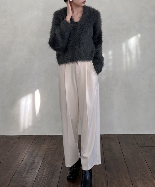 hellam(へラム)の「シャギーニットカーディガン(カーディガン/ボレロ・レディース・チャコールグレー/パープル/イエロー/アイボリー・FREE)」の8枚目の写真