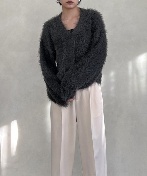 hellam(へラム)の「シャギーニットカーディガン(カーディガン/ボレロ・レディース・チャコールグレー/パープル/イエロー/アイボリー・FREE)」の11枚目の写真