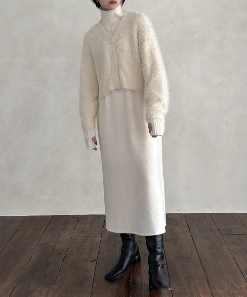 hellam(へラム)の「シャギーニットカーディガン(カーディガン/ボレロ・レディース・チャコールグレー/パープル/イエロー/アイボリー・FREE)」の6枚目の写真