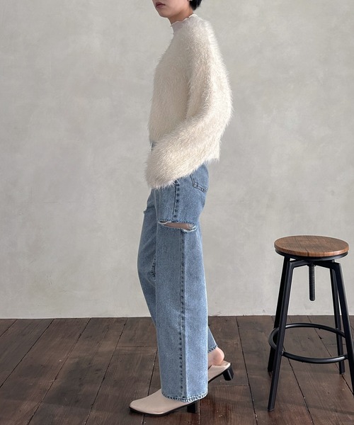 hellam(へラム)の「シャギーニットカーディガン(カーディガン/ボレロ・レディース・チャコールグレー/パープル/イエロー/アイボリー・FREE)」の9枚目の写真