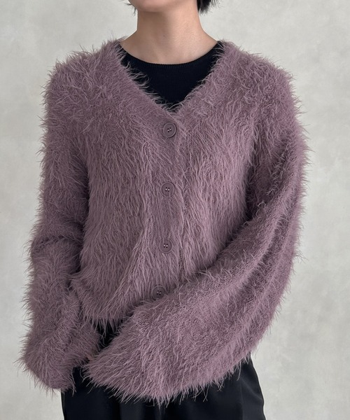 hellam(へラム)の「シャギーニットカーディガン(カーディガン/ボレロ・レディース・チャコールグレー/パープル/イエロー/アイボリー・FREE)」の15枚目の写真