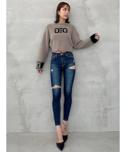 GYDA(ジェイダ)の「SYMMETRY GYDA モールヤーンニットトップス(ニット/セーター・レディース・オフホワイト/ブラック/ベージュ・FREE)」の10枚目の写真