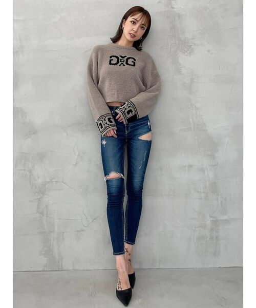 GYDA(ジェイダ)の「SYMMETRY GYDA モールヤーンニットトップス(ニット/セーター・レディース・オフホワイト/ブラック/ベージュ・FREE)」の11枚目の写真