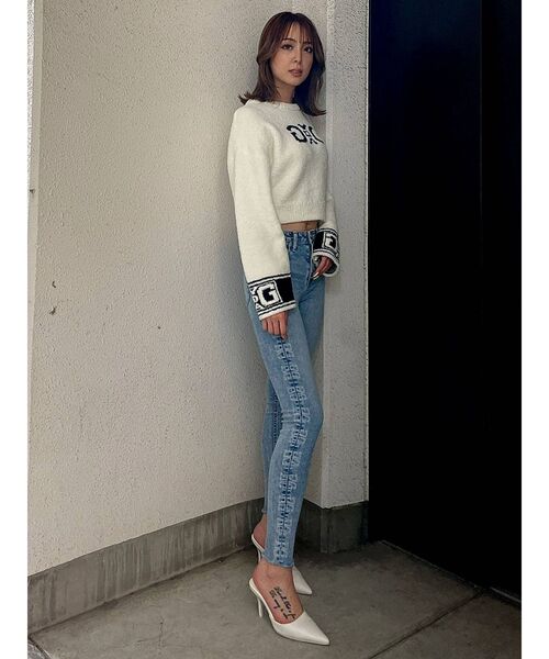 GYDA(ジェイダ)の「SYMMETRY GYDA モールヤーンニットトップス(ニット/セーター・レディース・オフホワイト/ブラック/ベージュ・FREE)」の16枚目の写真