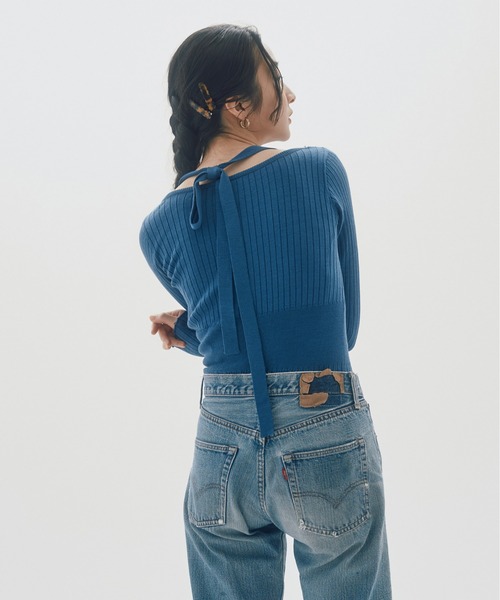 INSIIS(インシス)の「2wayウエストマークリボンニット(ニット/セーター・レディース・オレンジ/ブルー/ブラック・フリー)」の2枚目の写真