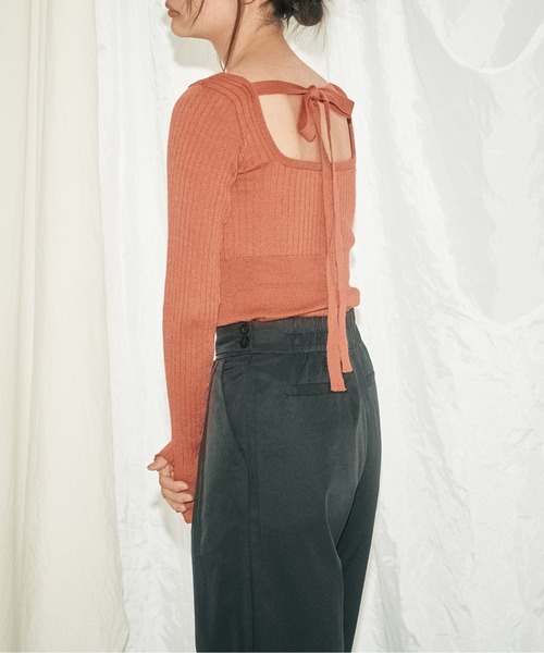 INSIIS(インシス)の「2wayウエストマークリボンニット(ニット/セーター・レディース・オレンジ/ブルー/ブラック・フリー)」の5枚目の写真