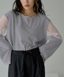 miette | メッシュ切替ボーダーロンT(Tシャツ/カットソー)