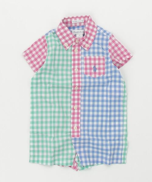 POLO RALPH LAUREN CHILDRENSWEAR（ポロ ラルフ ローレン チルドレンズウェア）の「ギンガム コットン ポプリン ファン ショートオール（ロンパース・キッズ・マルチ・3M/9M/12M/6M）」の3枚目の写真