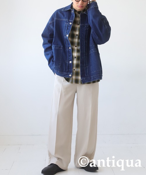 antiqua(アンティカ)の「センタープレスパンツ(その他パンツ・レディース・ブラック/ベージュ/グレー・M/L)」の1枚目の写真