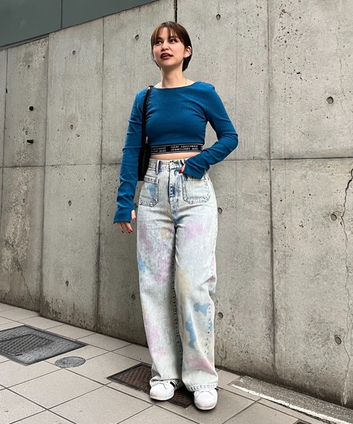 CIAOPANIC（チャオパニック）の「【GEM】ロゴゴムクロップドロンT/カップ付き（Tシャツ/カットソー・レディース・ブラック/ネイビー/イエロー・FREE）」の22枚目の写真