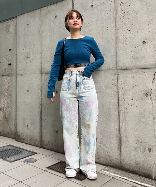 CIAOPANIC（チャオパニック）の「【GEM】ロゴゴムクロップドロンT/カップ付き（Tシャツ/カットソー・レディース・ブラック/ネイビー/イエロー・FREE）」の21枚目の写真