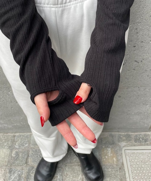 CIAOPANIC（チャオパニック）の「【GEM】ロゴゴムクロップドロンT/カップ付き（Tシャツ/カットソー・レディース・ブラック/ネイビー/イエロー・FREE）」の18枚目の写真