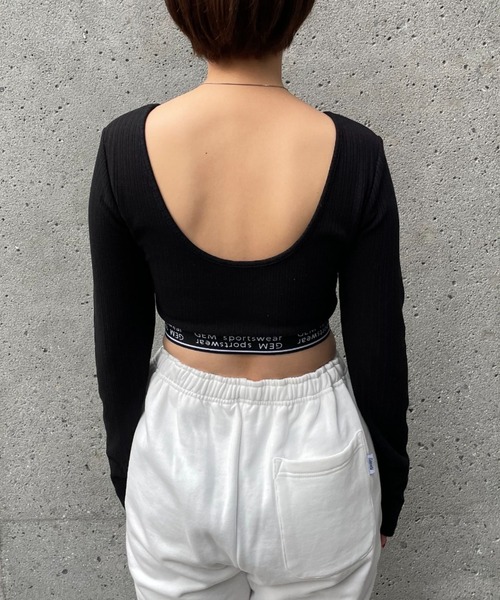 CIAOPANIC（チャオパニック）の「【GEM】ロゴゴムクロップドロンT/カップ付き（Tシャツ/カットソー・レディース・ブラック/ネイビー/イエロー・FREE）」の15枚目の写真