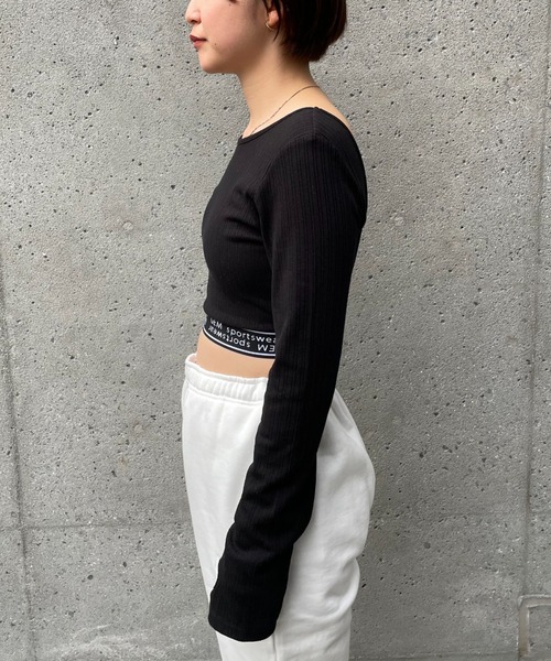 CIAOPANIC（チャオパニック）の「【GEM】ロゴゴムクロップドロンT/カップ付き（Tシャツ/カットソー・レディース・ブラック/ネイビー/イエロー・FREE）」の14枚目の写真