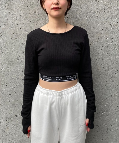 CIAOPANIC（チャオパニック）の「【GEM】ロゴゴムクロップドロンT/カップ付き（Tシャツ/カットソー・レディース・ブラック/ネイビー/イエロー・FREE）」の13枚目の写真