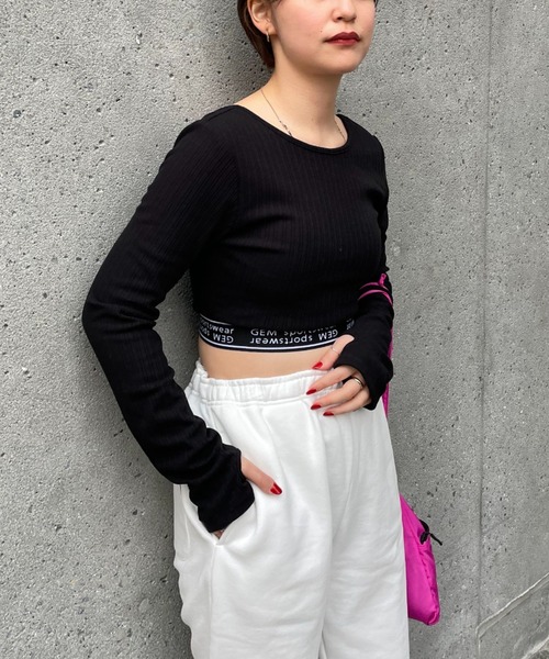 CIAOPANIC（チャオパニック）の「【GEM】ロゴゴムクロップドロンT/カップ付き（Tシャツ/カットソー・レディース・ブラック/ネイビー/イエロー・FREE）」の11枚目の写真