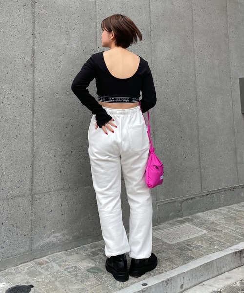 CIAOPANIC（チャオパニック）の「【GEM】ロゴゴムクロップドロンT/カップ付き（Tシャツ/カットソー・レディース・ブラック/ネイビー/イエロー・FREE）」の7枚目の写真