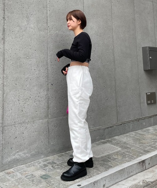 CIAOPANIC（チャオパニック）の「【GEM】ロゴゴムクロップドロンT/カップ付き（Tシャツ/カットソー・レディース・ブラック/ネイビー/イエロー・FREE）」の6枚目の写真