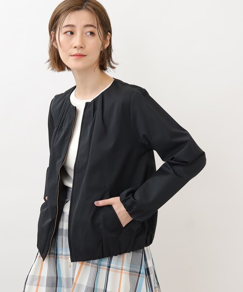 grove（グローブ）の「◆ラフ！きれいに！タックデザインノーカラーブルゾン（ノーカラージャケット・レディース・ブラック/カーキ/アイボリー・01/04/03/02/05）」の12枚目の写真