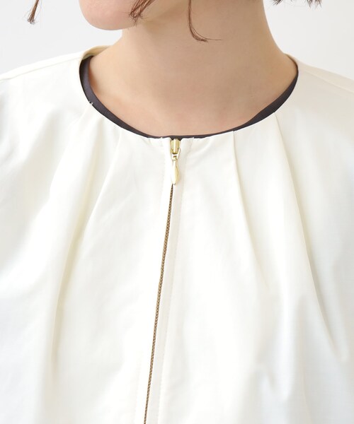 grove（グローブ）の「◆ラフ！きれいに！タックデザインノーカラーブルゾン（ノーカラージャケット・レディース・ブラック/カーキ/アイボリー・01/04/03/02/05）」の9枚目の写真